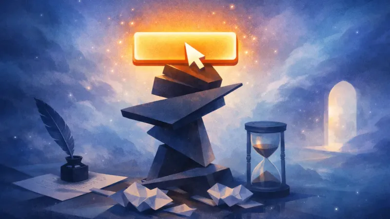 a hovering cursor over one unnervingly bright button The Send-Button Freeze