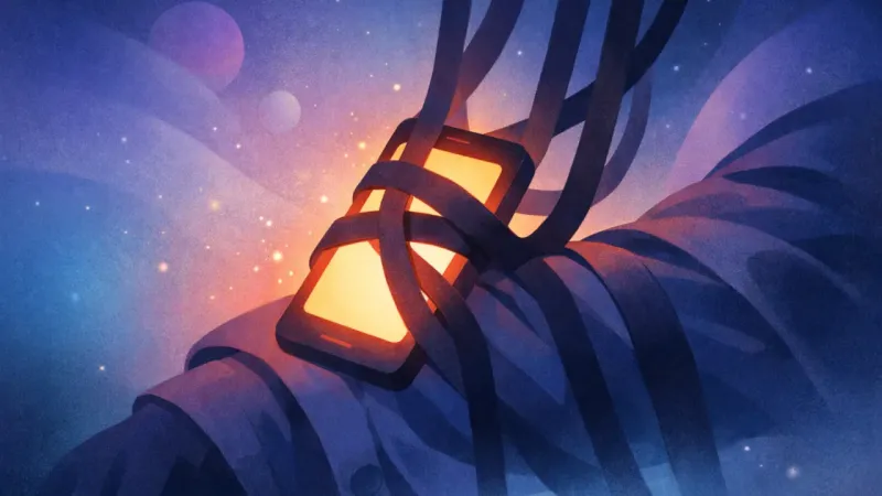 a phone glow that seems to tighten strap-like shadows The Call That Costs You