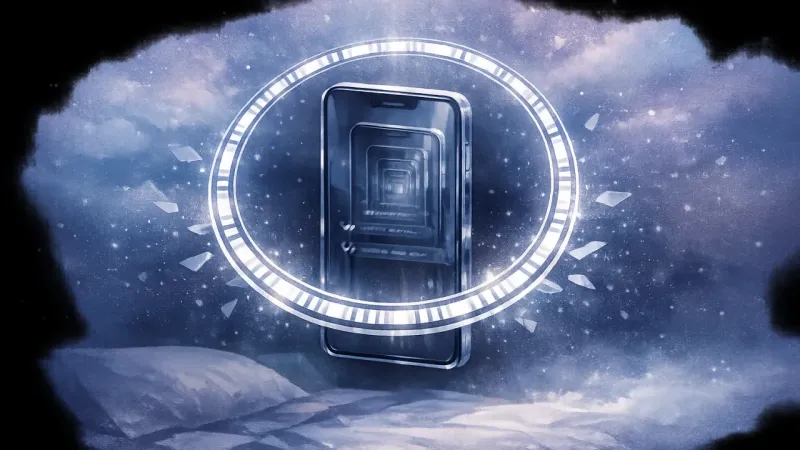 a central phone trapped inside a perfect ring of read-receipt lines The Seen-Line Labyrinth