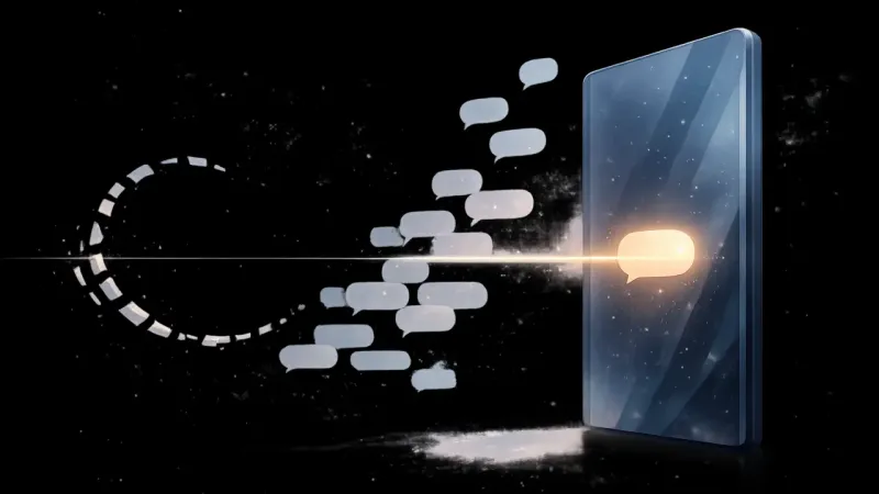 one clear message bubble aligned with a steady guiding line The Single Ask Axis