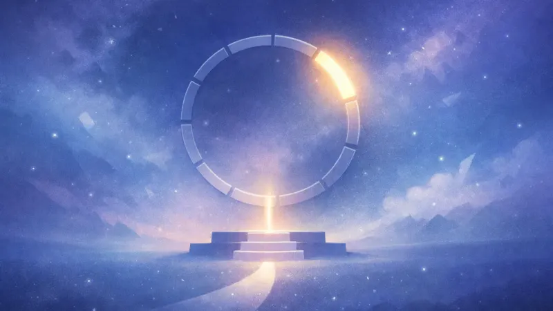 a single emphasized segment on the ring establishing a clear check-in interval while the rest recedes into quiet ticks The Chosen Interval