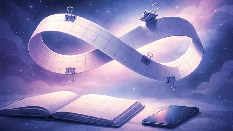 an infinity loop made from blank calendar blocks The Brunch Reflex