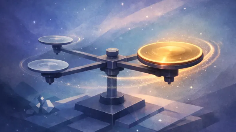 one weighted plate turning smoothly, stabilizing the other three The Chosen Anchor