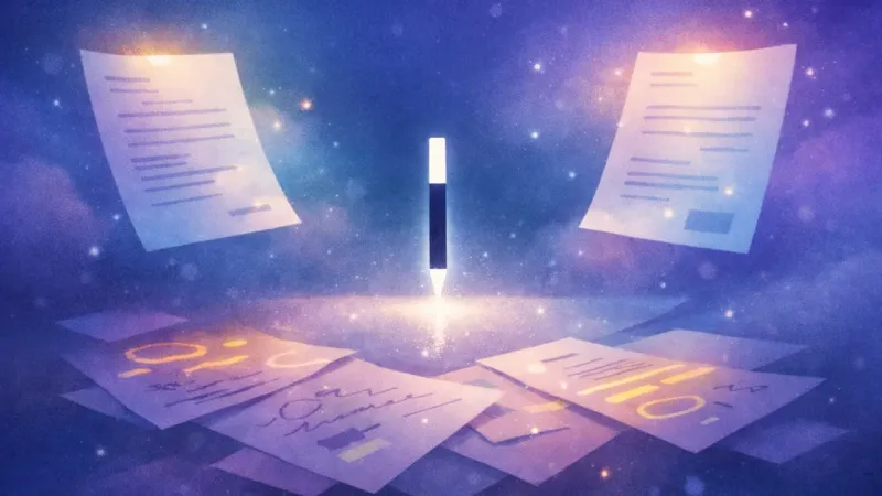 a blinking cursor suspended between two open offer PDFs Two Offers, One Reply