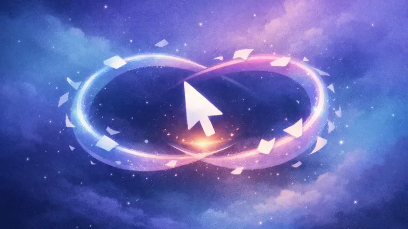 a hover-cursor trapped inside an undo-loop halo Draft-Only Spiral