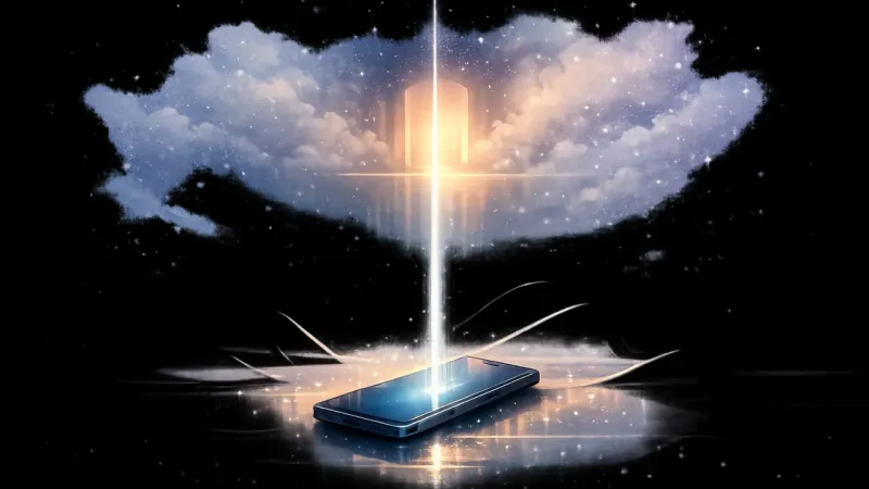 one bright line leaving the phone while the remaining bands fall slack into the background The First Clear Line