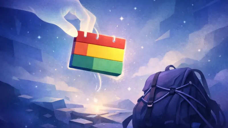 a color-coded calendar block suspended mid-drag The Midnight Recalculation