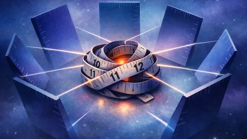 a self-cinching tape loop pinned by perfectly symmetrical tugs from mirrored screens The Highlight-Reel Snare