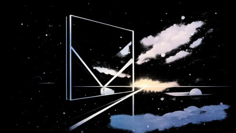 the tile shifting from mirror-glare to window-clarity as one bright line leads outward The Window of One Clear Offer