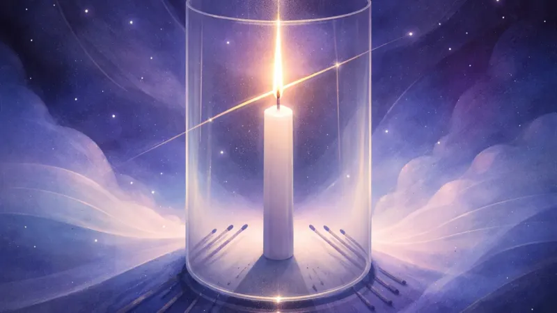 one lit match aligned straight to the wick through a visible seam The Chosen Spark