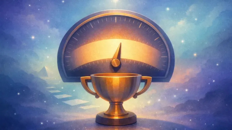 a steady needle settling into a single wide band as the other marks recede The Self-Authored Calibration