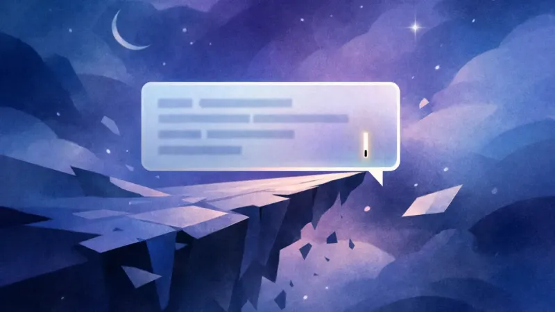 a blinking cursor poised over an unsent message field The Unsent Sentence