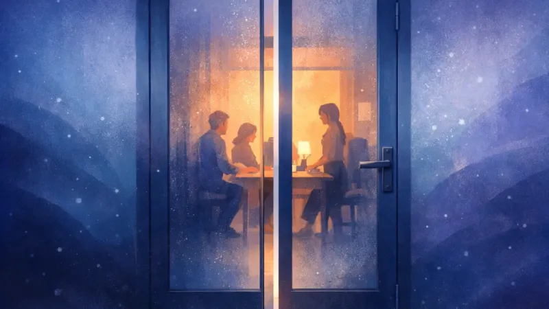 a narrow transparent strip and hairline gap in the glass creating one unambiguous line of sight The Clear Threshold