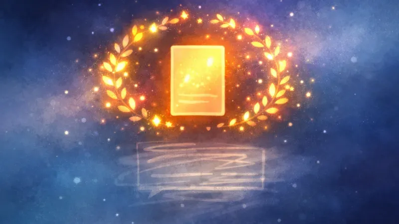 a laurel-like ring of tiny reaction lights circling one praise block The Praise Thread Sting