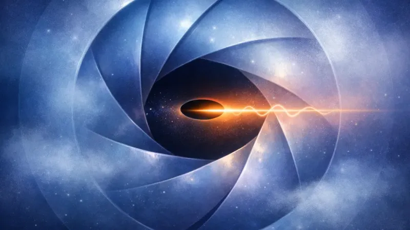 a single warm beam threading through a deliberately small opening in the iris The Deliberate Opening