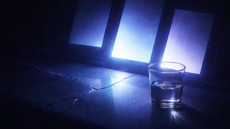 a hairline crack catching phone-blue light When One Slip Feels Like Everything