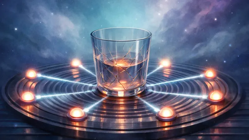 identical shockwaves converging on a trembling glass that looks like a single point of failure The Shatter Narrative