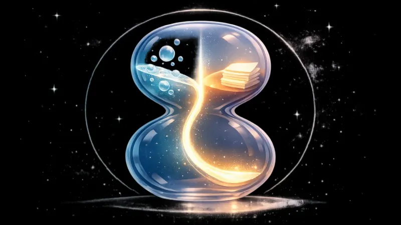 a single bright transfer stream inside the figure-eight vessel that makes the loop readable The Measurable Loop