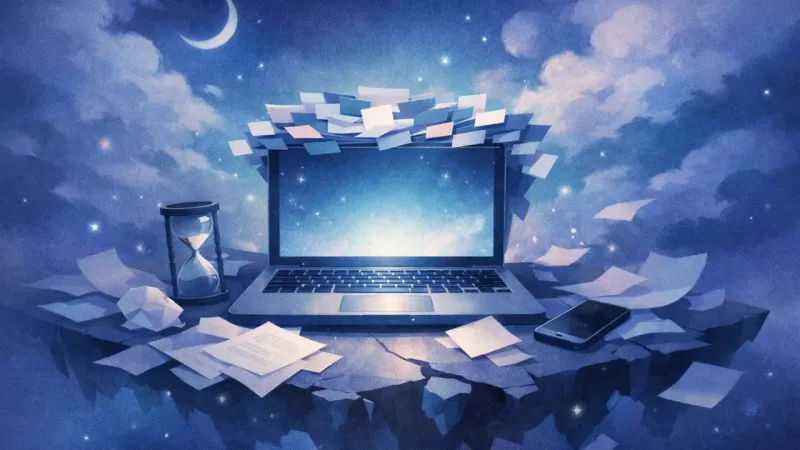 a dense ridge of tiny browser tabs stacked across the top of the screen When Research Becomes the Revolving Door