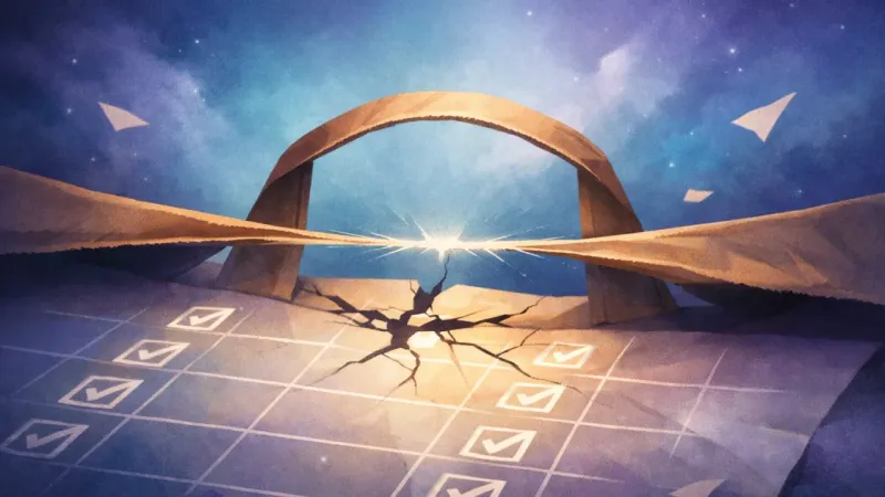 a single paper-bag handle stretched to a near-tear white line When Your Goals Become a Grip