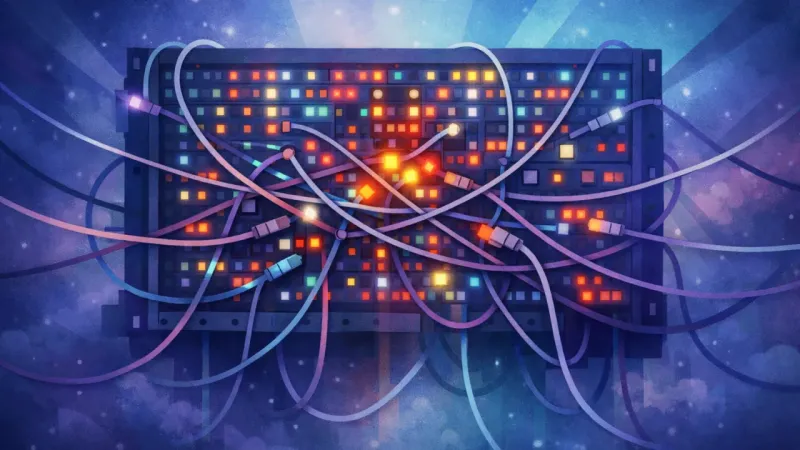 a uniform storm of blinking LEDs where no single pattern becomes readable The Server-Room Strobe