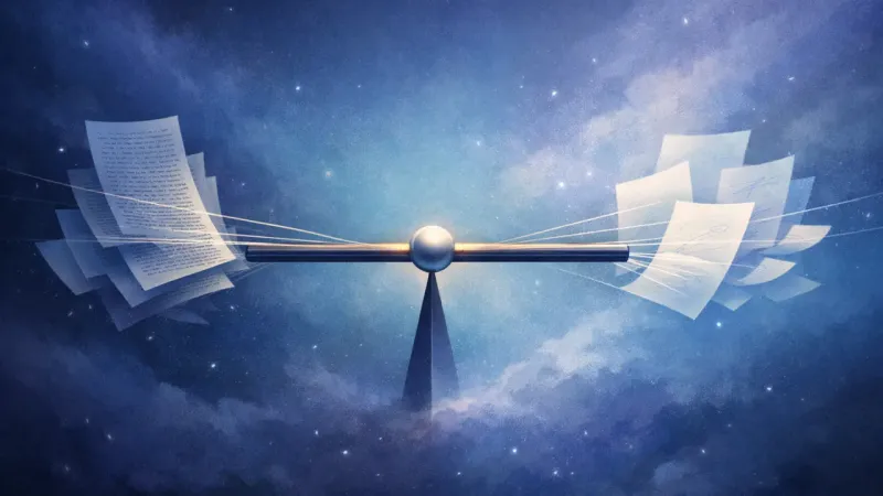 a lever pinned at its midpoint by perfectly even fine-print threads The Friday Gate