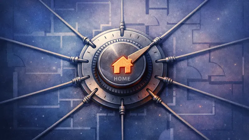 a trembling dial pinned to the house icon by perfectly even radial pull The Default Setting Trap