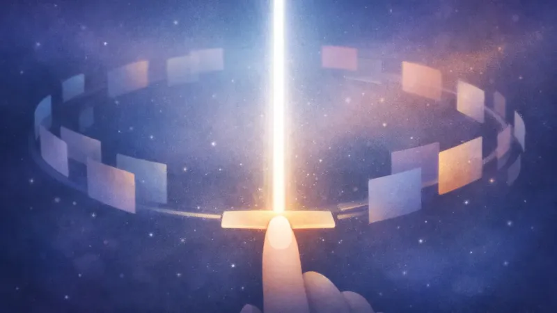 the cursor making full, steady contact along a single bright axis while the other pulls fade The Single Clean Boundary