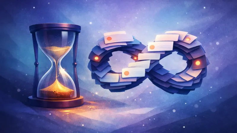 a figure‑eight loop made of stacked notification previews When Helping Turns Into On-Call