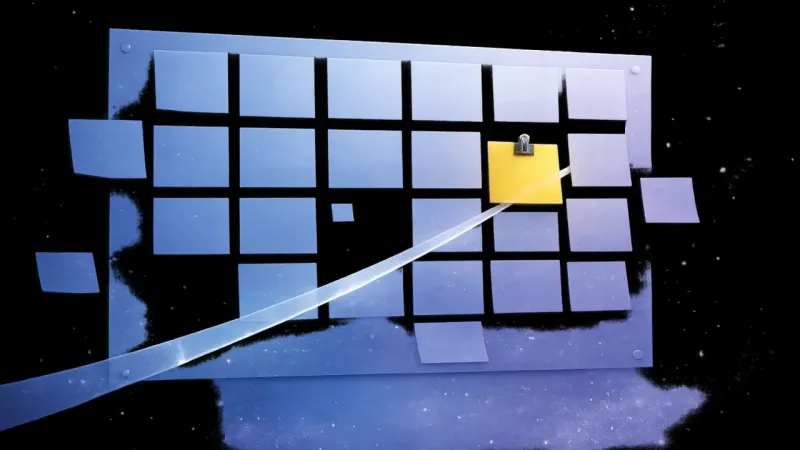 one clipped anchor note feeding a single straight tape-line through a simplified grid The Week With One True Anchor