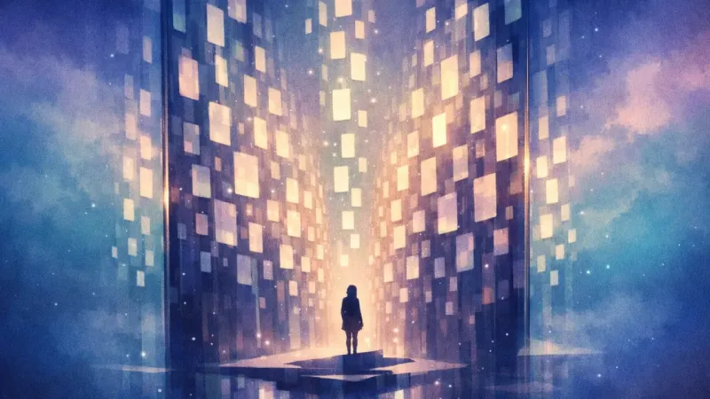 a scrolling feed that visibly repeats into infinite glass reflections When a Payment Feed Feels Like a Public Report Card