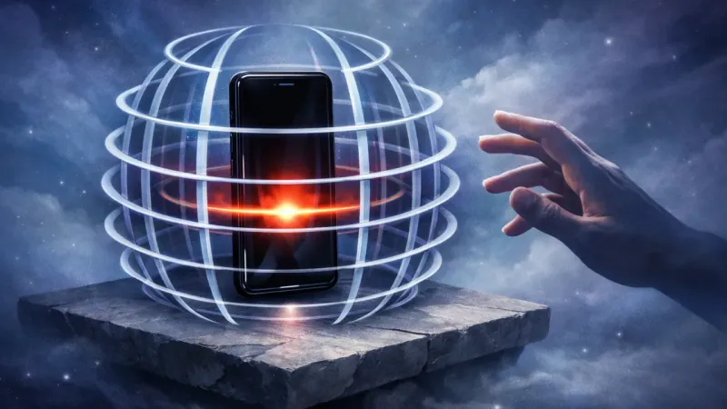 a symmetric ring-cage formed from ringtone pulses pinning the phone in place The Command Tone