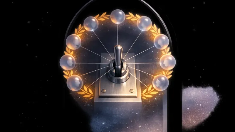 the lever pinned in the exact middle by evenly spaced tension filaments The Neutral Notch of Approval