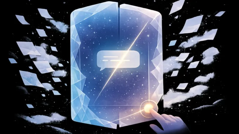 one clean draft bubble aligned with a single guiding line through the noise The Composed Check-In