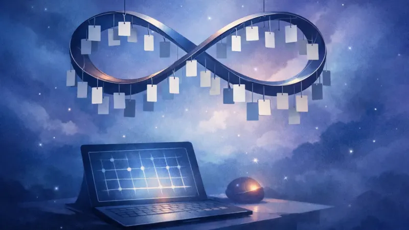 an infinity loop formed by dangling place cards The Never-Ending Edit