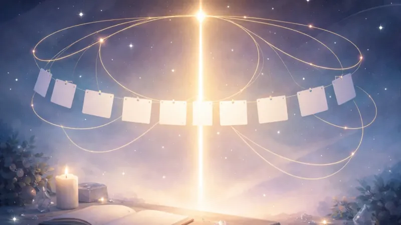 the infinity-loop of place cards snapped into alignment by one bright, unwavering line The Single Sentence Line