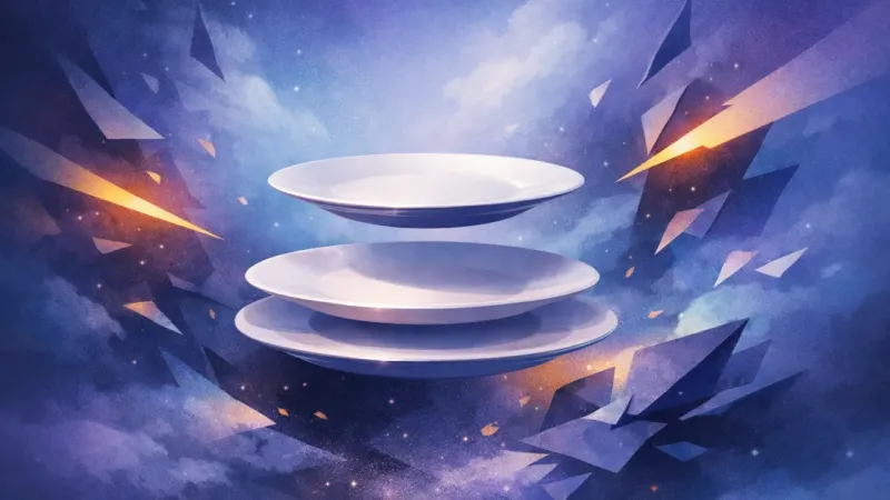 a third porcelain plate hovering a hair’s breadth above two perfectly level plates The Email You Can’t Reply To (Because You’re Still Trying to Guarantee the Grade