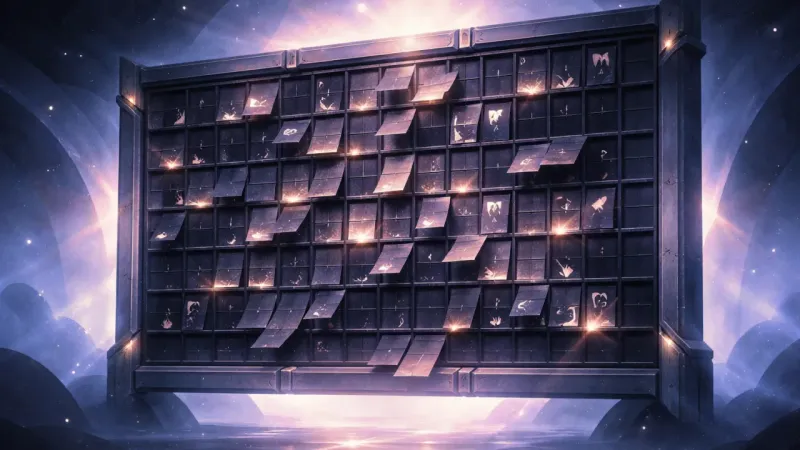 a grid of rows perpetually flipping with no row allowed to fully settle The Guaranteed-Flight Trap