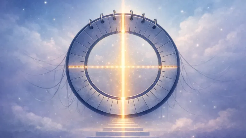 one dominant date-track guiding the wheel while the remaining tethers slacken into background threads The Chosen Date Axis