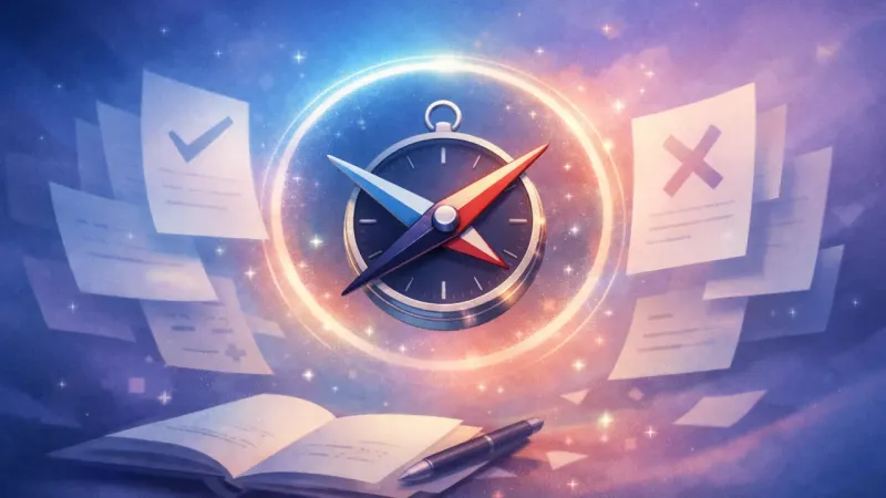 a crossed compass needle trapped in a halo of identical tabs The Deadline Stalemate