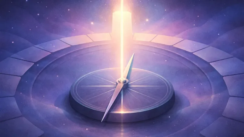 one luminous tether forming a clear north line through the compass The Chosen Line