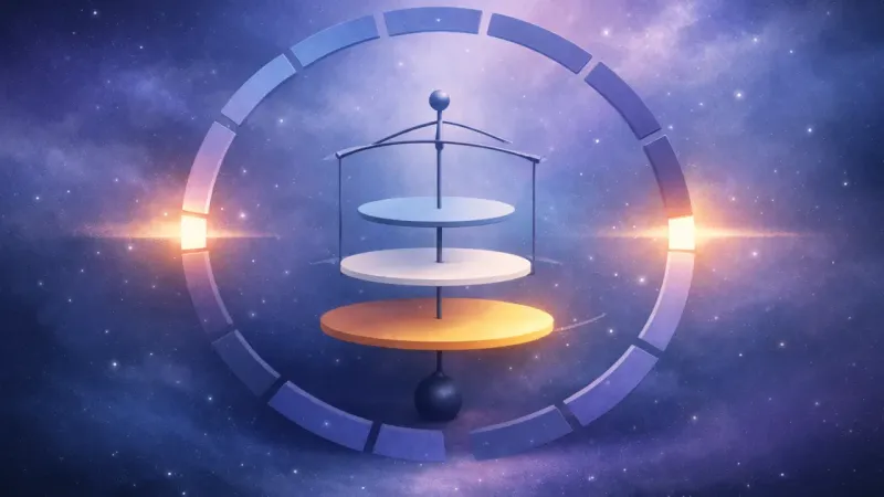 three steady rotating plates aligned with two discreet openings in a segmented ring of light The Protected Rhythm