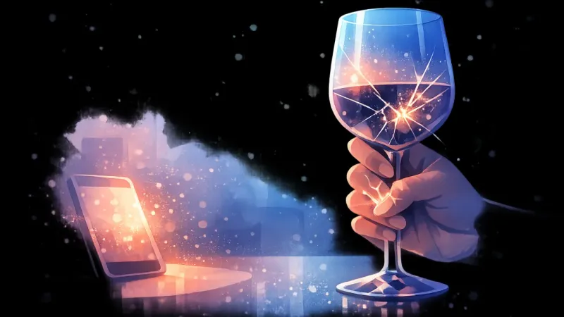 stress lines blooming where a fragile glass is gripped The Match That Follows You to Work