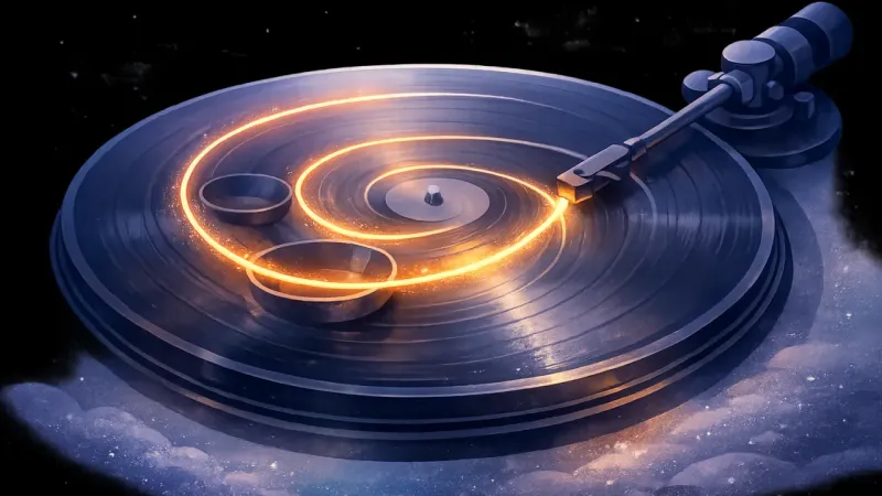 a single luminous spiral groove leading out from the old loop The One Groove Forward