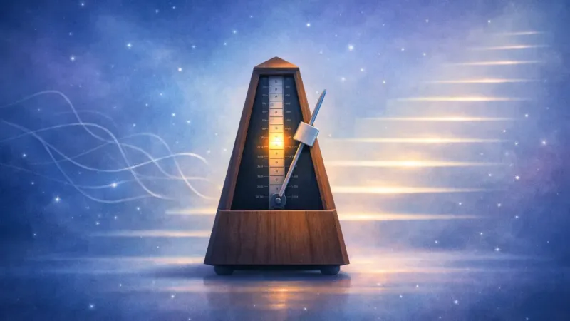 a steady pendulum aligned with one highlighted tempo notch The Chosen Tempo