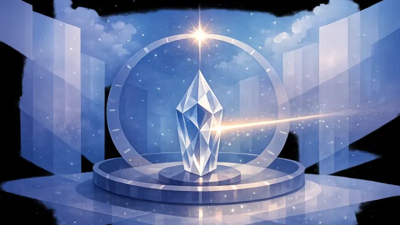 one bright star-point on the ring aligning the prism into a single outgoing ribbon The Self-Set Axis