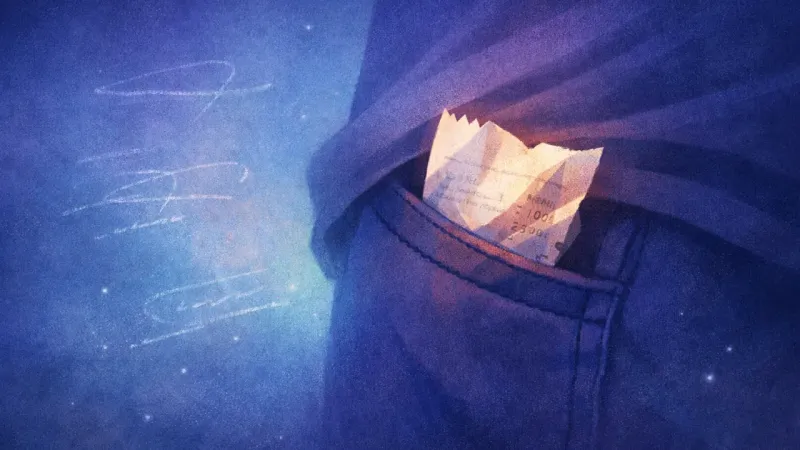 a crumpled receipt corner poking through fabric like a thorn When a Reminder Feels Like a Verdict