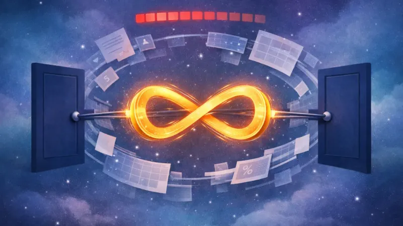 two identical doors pulling a single infinity loop into a vibrating, canceled-out equilibrium The Countdown Between Doors