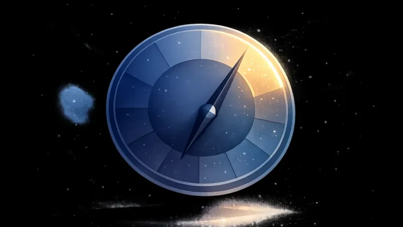 a steady needle aligned to one luminous arc while the other options fade into context The Chosen Arc