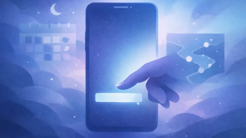 a hovering finger above an unsent reply in cold screen-light The Standby Text